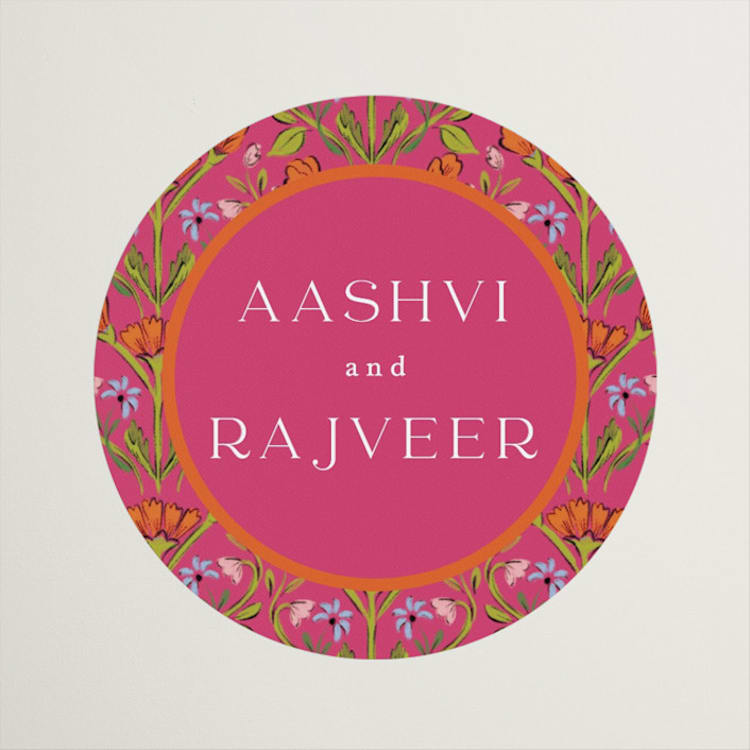 "Varna" - Wedding Favor Stickers in Fuchsia by Pati Cascino - Front