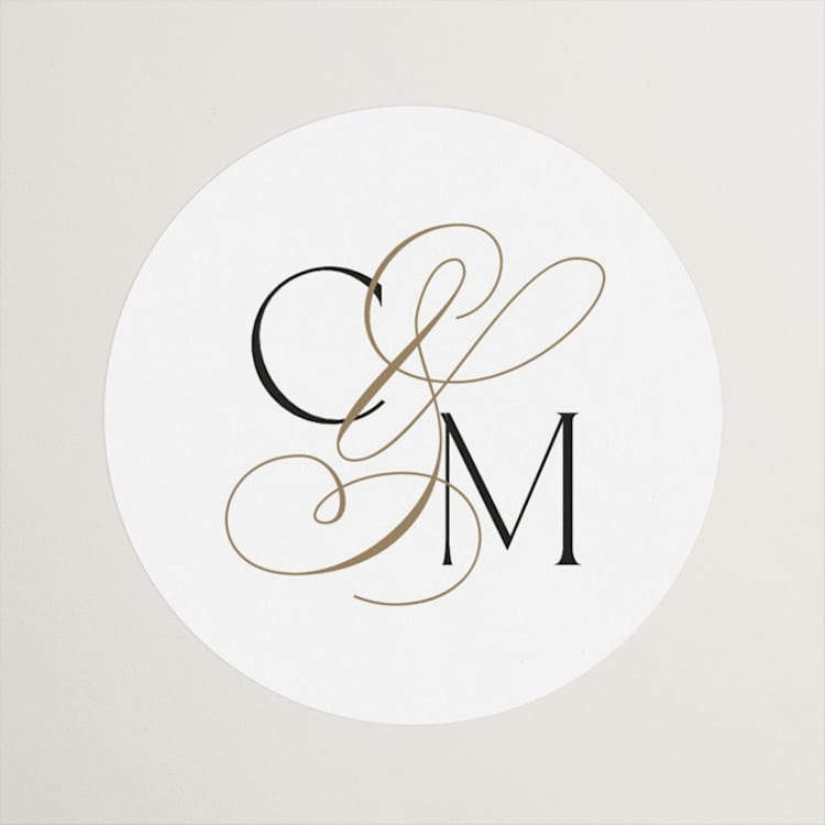 "Golden Ampersand" - Wedding Favor Stickers in Silk by Kelly Schmidt - Front