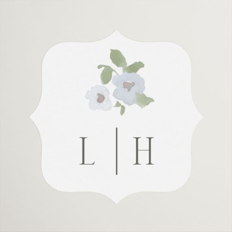 "Portico" - Wedding Favor Stickers in Blue Bell by Everett Paper Goods - Front