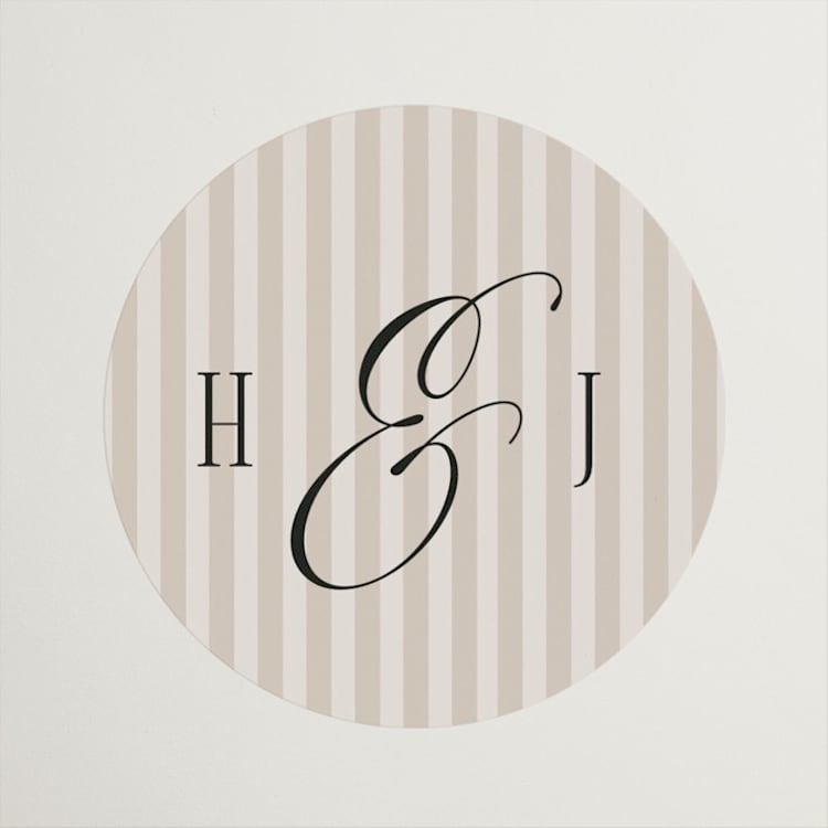 "Mirin" - Wedding Favor Stickers in Linen by Kate Ahn - Front