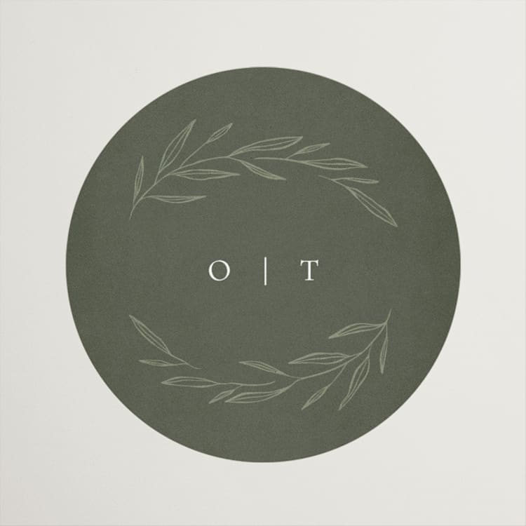 "Leaves" - Wedding Favor Stickers in Moss by Kelly Schmidt - Front