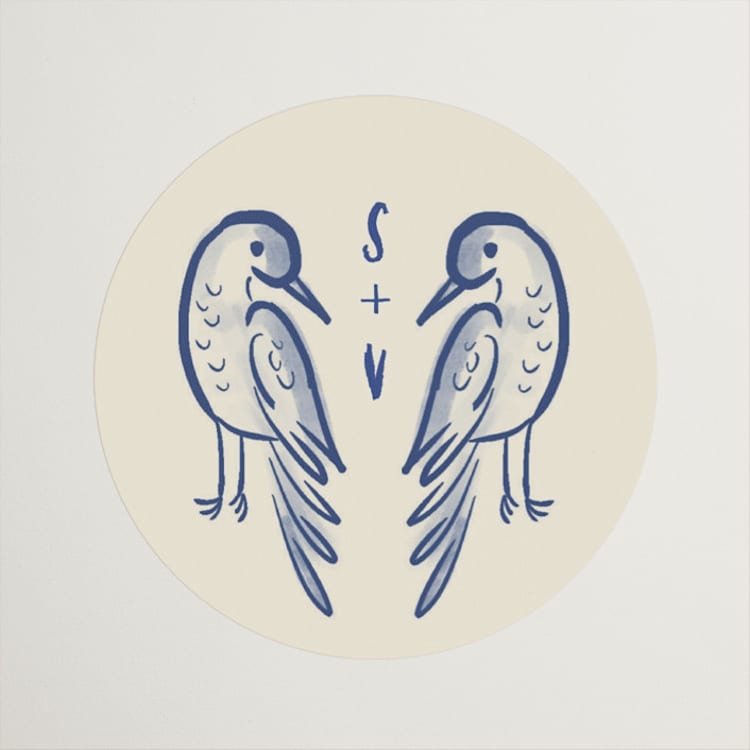 "Santa Catalina" - Wedding Favor Stickers in Marseille Blue by Ani Somi - Front