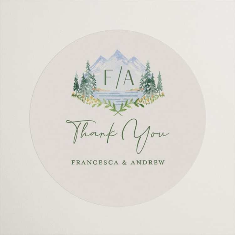 "Miniature Mountainscape" - Wedding Favor Stickers in Summer by Petra Kern - Front