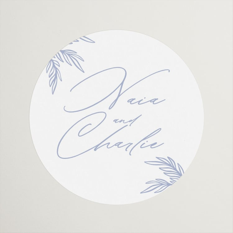 "Ocean Dreams" - Wedding Favor Stickers in Pale Cerulean by Sabrin Deirani - Front