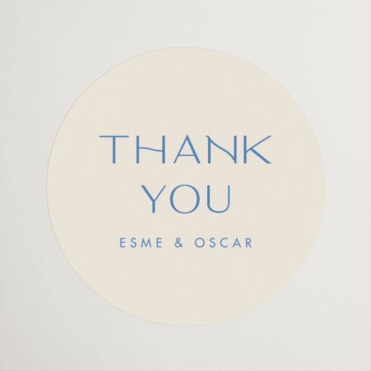 "Brooklyn" - Wedding Favor Stickers in Cerulean by Ellen Schlegelmilch - Front