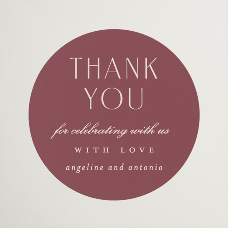 "Chantilly" - Wedding Favor Stickers in Mauve by Erica Krystek - Front