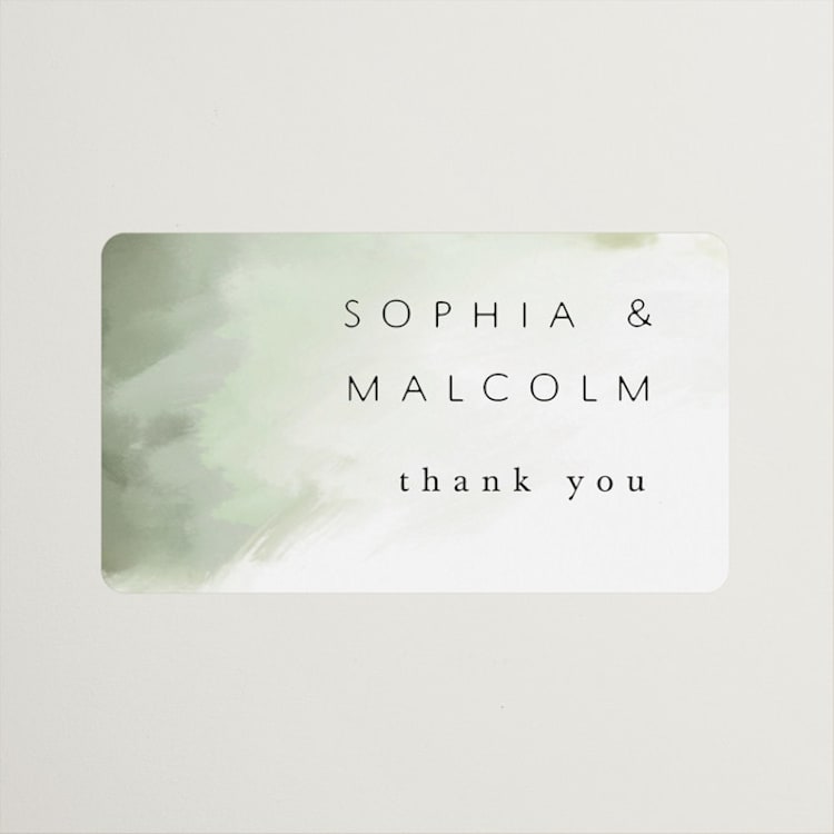 "Hillside" - Wedding Favor Stickers in Moss by Hannah Williams - Front