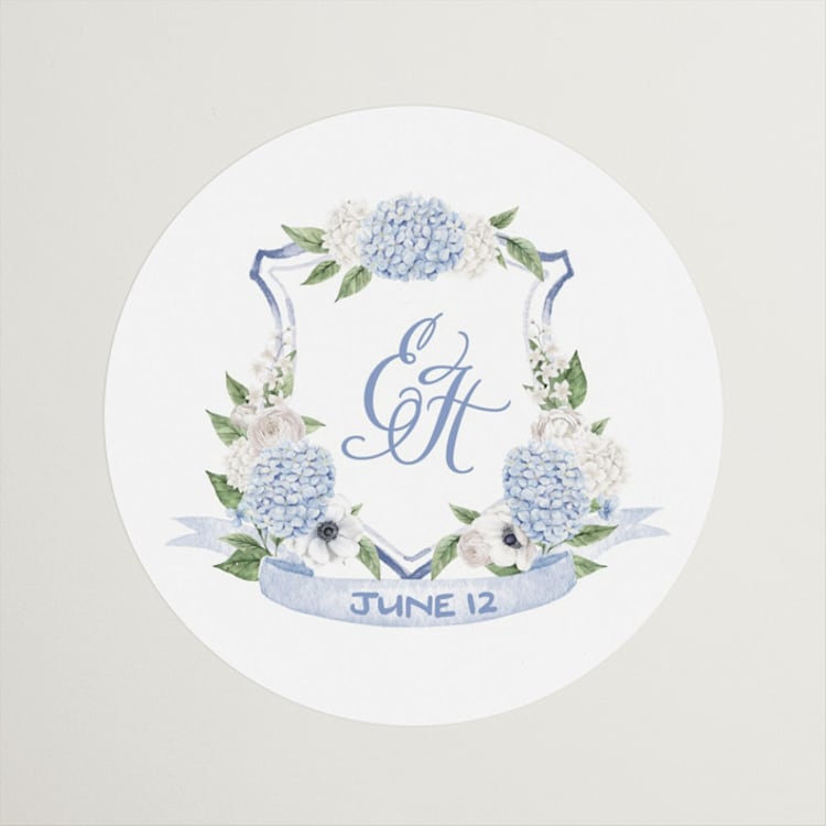 "Sweethearts" - Wedding Favor Stickers in Periwinkle by Design Lotus - Front