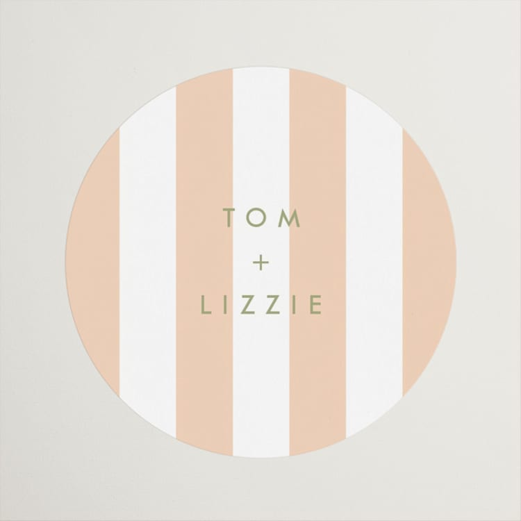 "Boardwalk" - Wedding Favor Stickers in Peach by Baumbirdy - Front