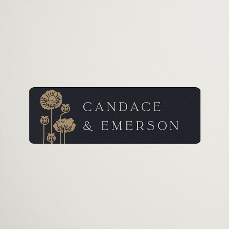 "Nouveau flowers" - Wedding Favor Stickers in Navy by Ana de Sousa - Front