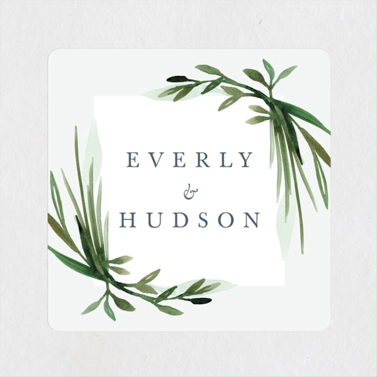 "Botanical Frame" - Wedding Favor Stickers in Fern by Kate Ahn - Front