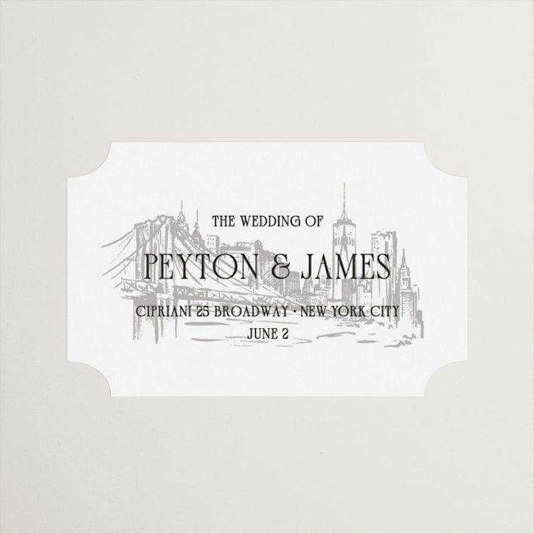 "New York Skyline" - Wedding Favor Stickers in Noir by Melinda Denison - Front