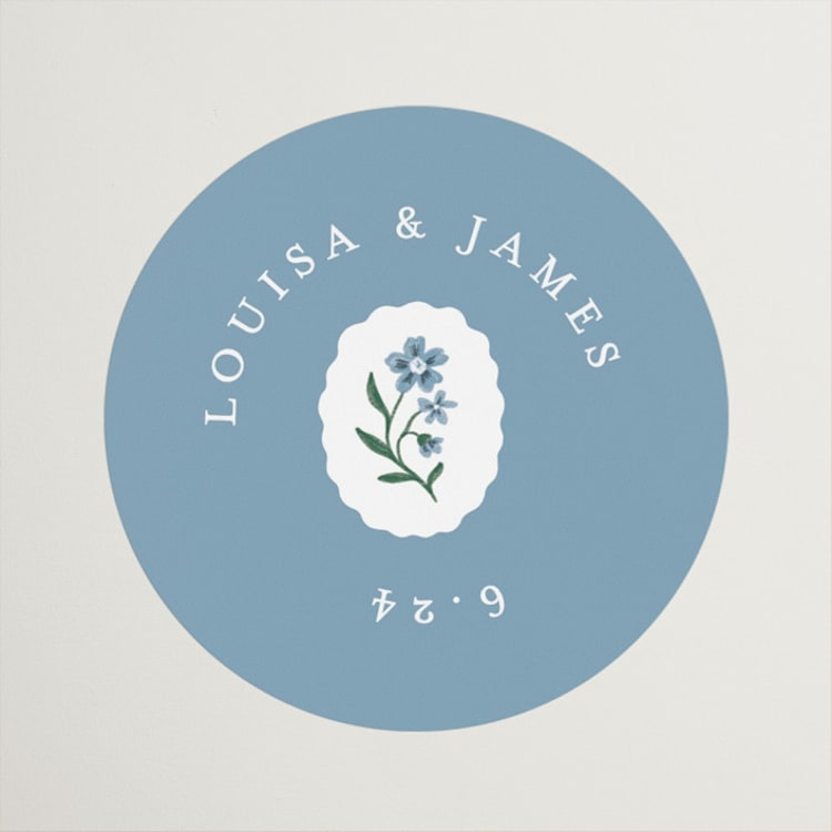 "Sweet Vintage" - Wedding Favor Stickers in Periwinkle by Alethea and Ruth - Front