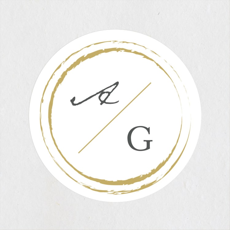 "Monogram Circle Stamp" - Wedding Favor Stickers in Antique White by fatfatin - Front