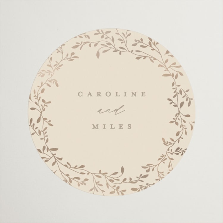 "Leafy Garland" - Wedding Favor Stickers in Sand by Creo Study - Front