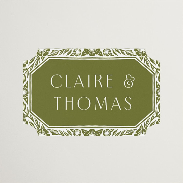 "Inlay Frame" - Wedding Favor Stickers in Avocado by Katharine Watson - Front