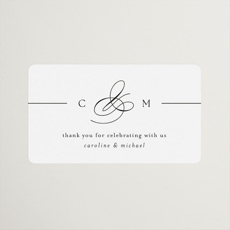 "Framed Monogram" - Wedding Favor Stickers in Silk by Kelly Schmidt - Front