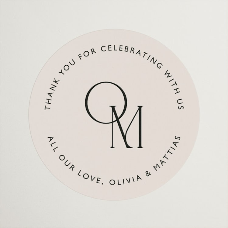 "Modern Corner" - Wedding Favor Stickers in Linen by Kelly Schmidt - Front