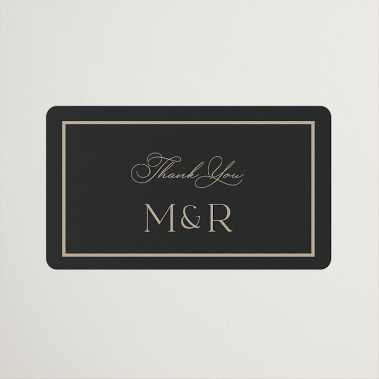"Timeless Charm" - Wedding Favor Stickers in Charcoal by Lucrecia Caporale - Front