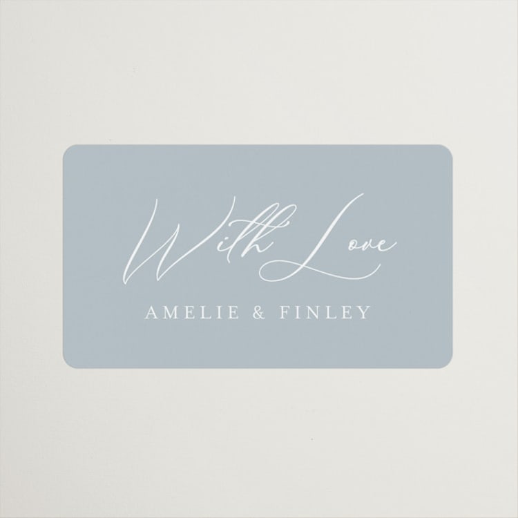 "Delicacy" - Wedding Favor Stickers in Dusty Blue by Angela Thompson - Front
