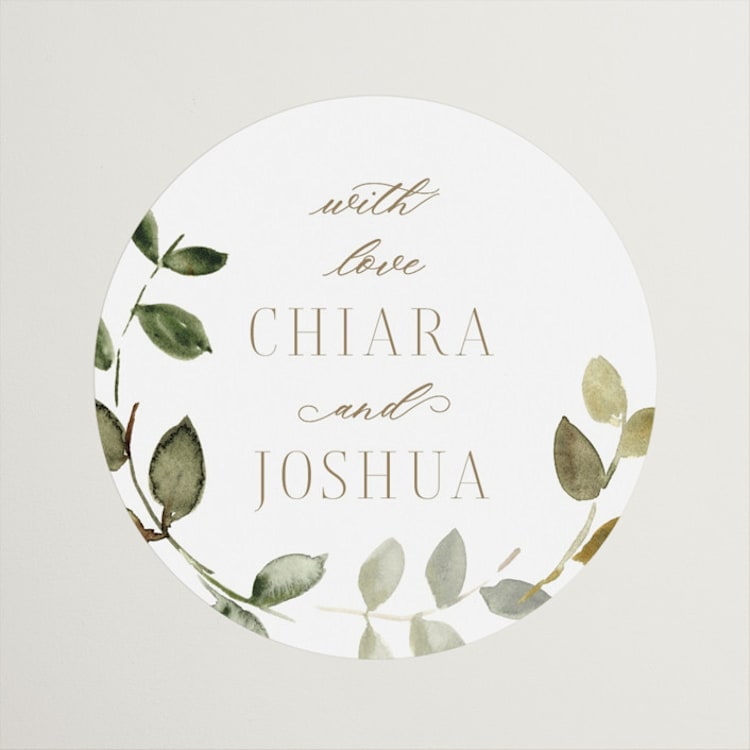 "Lovely" - Wedding Favor Stickers in Moss by Petra Kern - Front