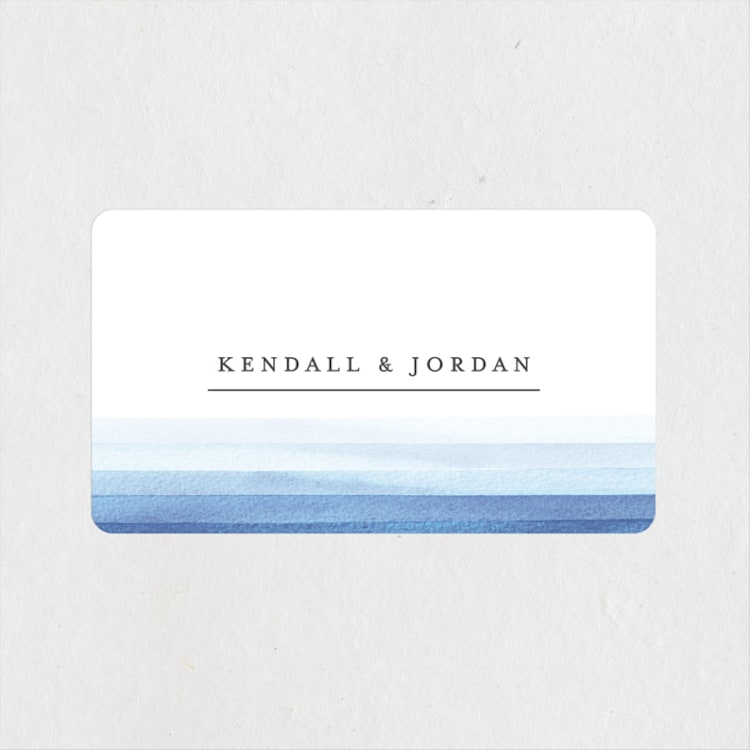 "Watercolour Stripe" - Wedding Favor Stickers in Azure by Bethan - Front