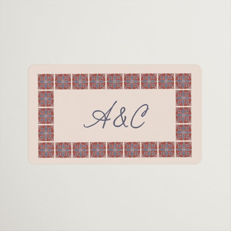 "Block Print Tile" - Wedding Favor Stickers in Terracotta by Katharine Watson - Front