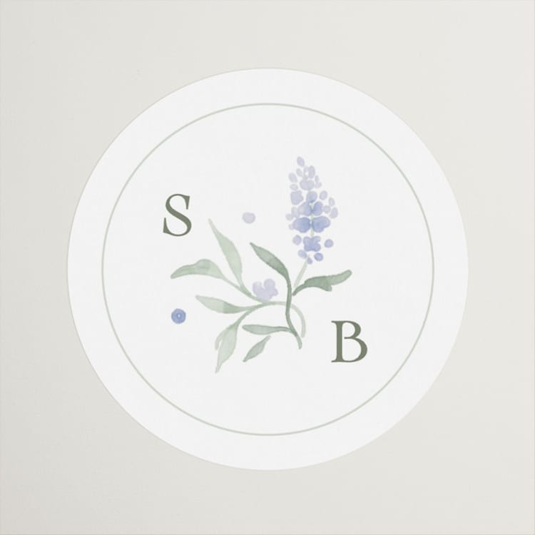 "Delicate Vines" - Wedding Favor Stickers in Periwinkle by Kristen Smith - Front