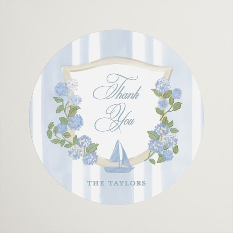 "Coastal crest" - Wedding Favor Stickers in Ocean by Creo Study - Front