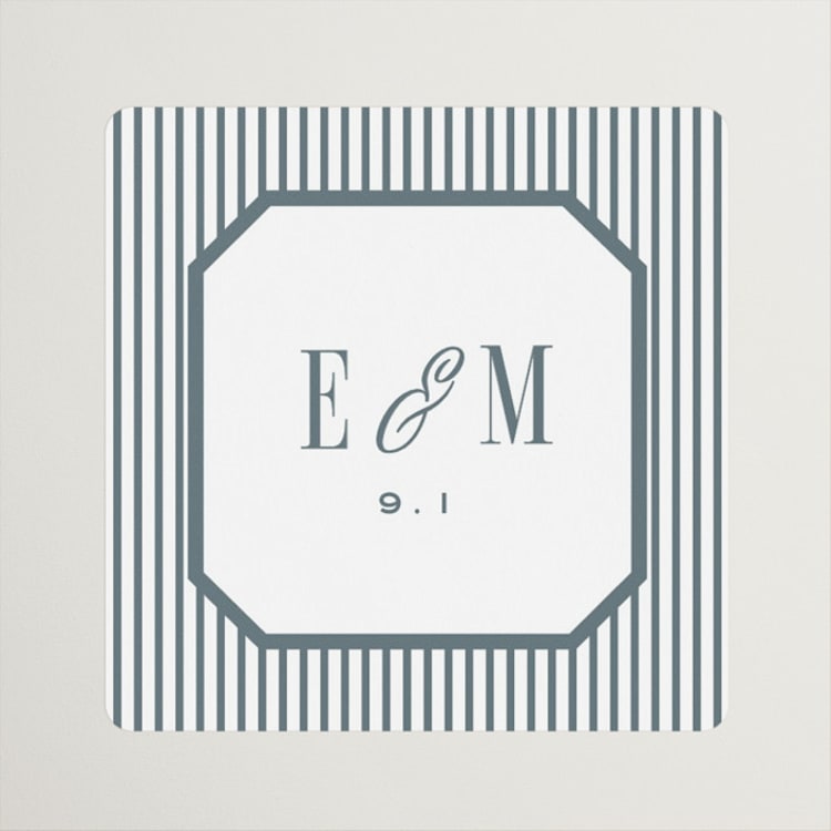 "Modern Stripes" - Wedding Favor Stickers in Capri by Emily Betts - Front