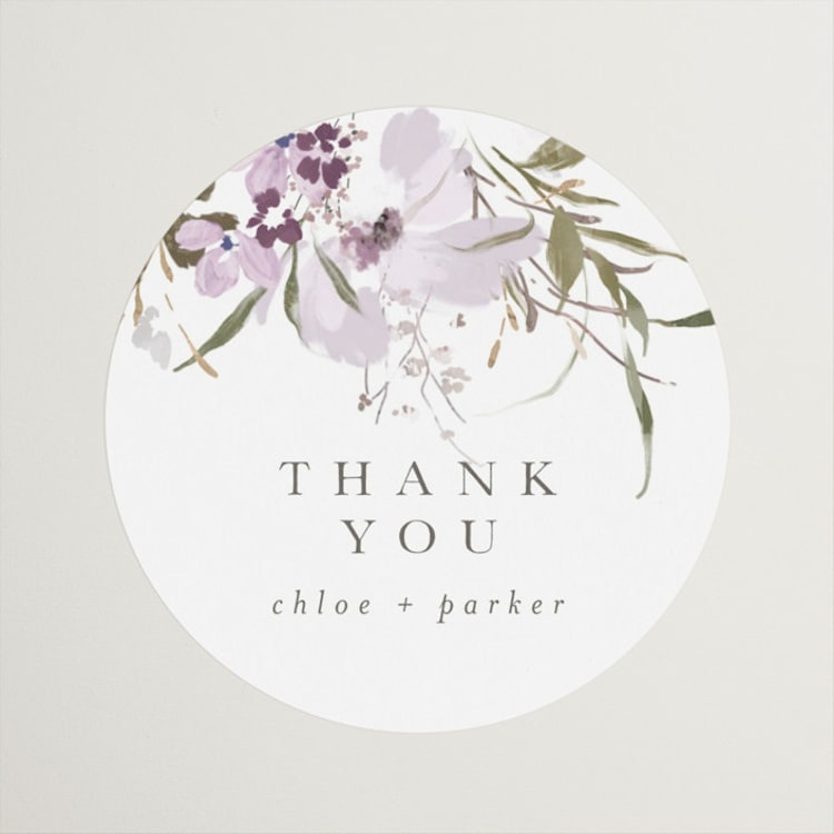 "Meadow Burst" - Wedding Favor Stickers in Lilac by Grace Kreinbrink - Front