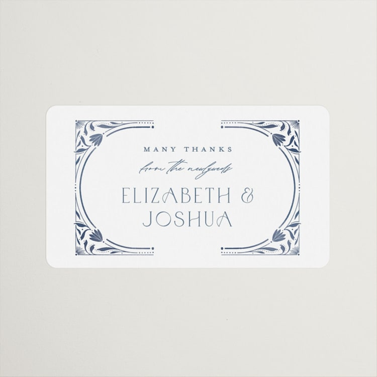 "Nouveau Frame" - Wedding Favor Stickers in Delphinium by Ashley DeMeyere - Front
