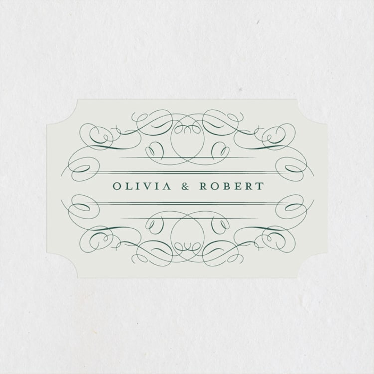"Chantilly" - Wedding Favor Stickers in Emerald by Kimberly Morgan - Front