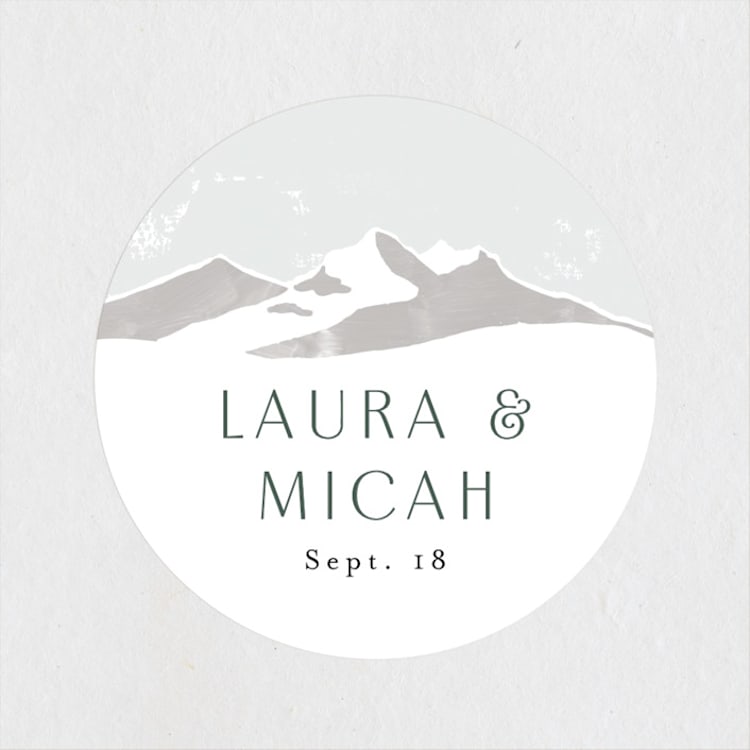"Foothills" - Wedding Favor Stickers in Grass by Alethea and Ruth - Front