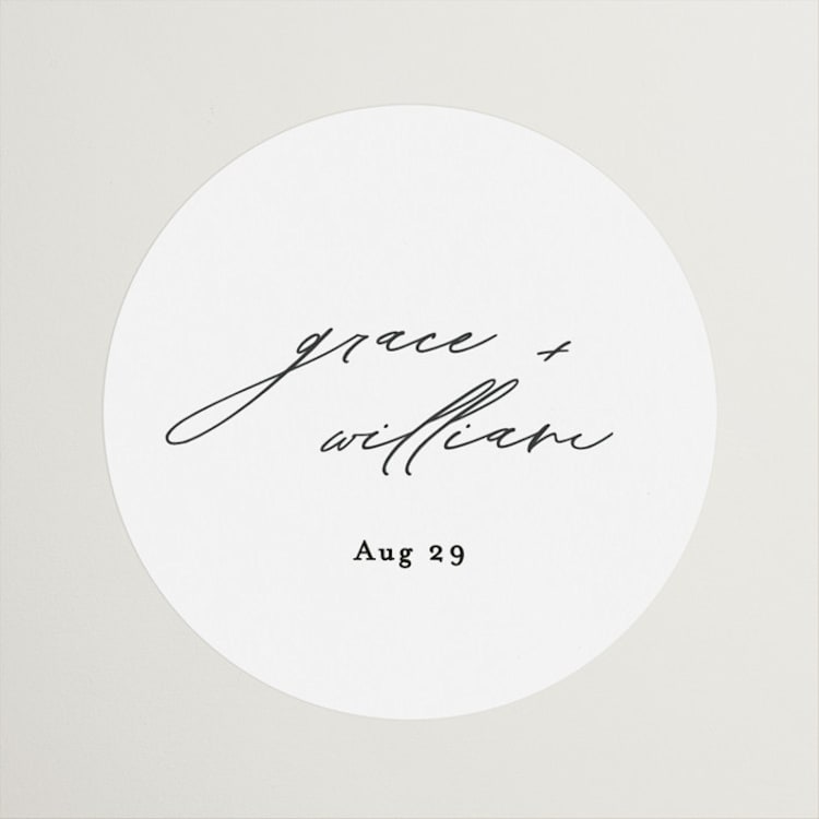 "Delicate Script" - Wedding Favor Stickers in Cotton by Angela Thompson - Front