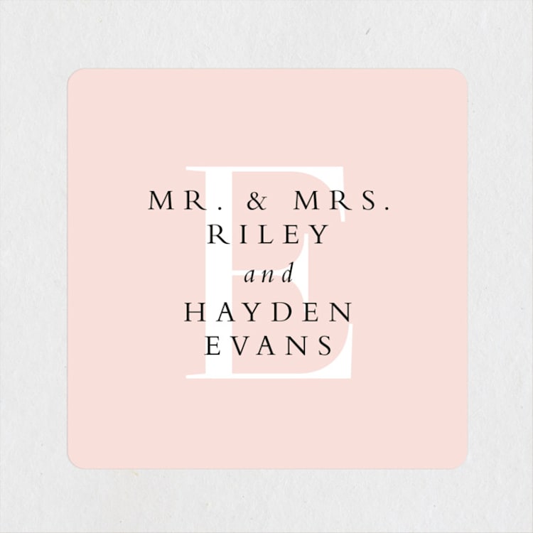 "over and over" - Wedding Favor Stickers in Soft Peach by Lea Delaveris - Front
