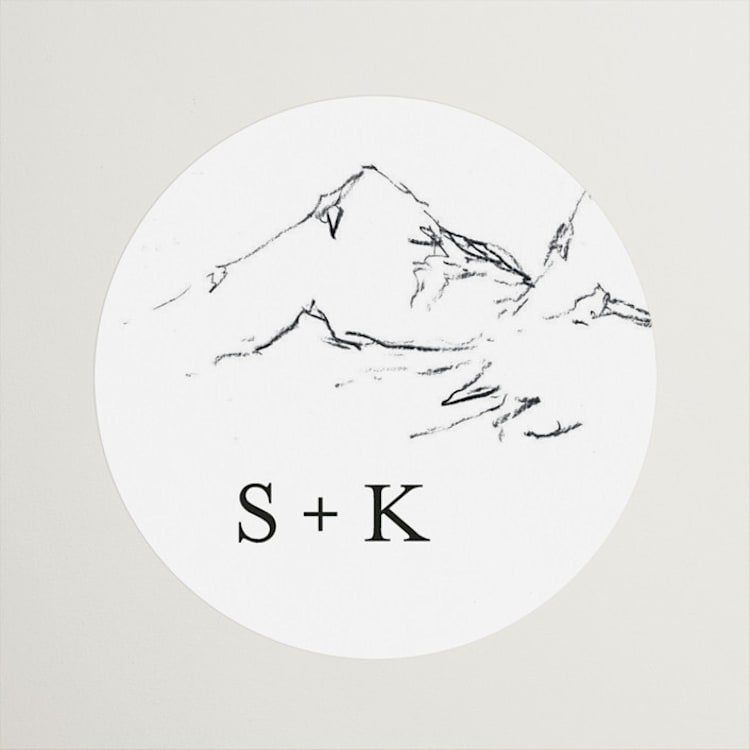 "Sketched Mountains" - Wedding Favor Stickers in Snow by Mere Paper - Front