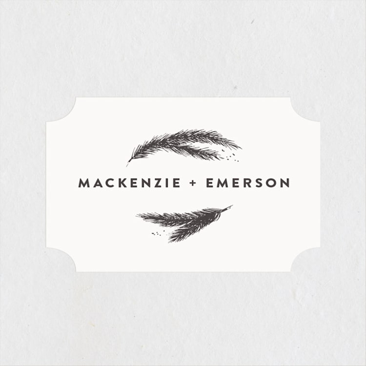 "Mountains" - Wedding Favor Stickers in Ivory by Anastasia Makarova - Front