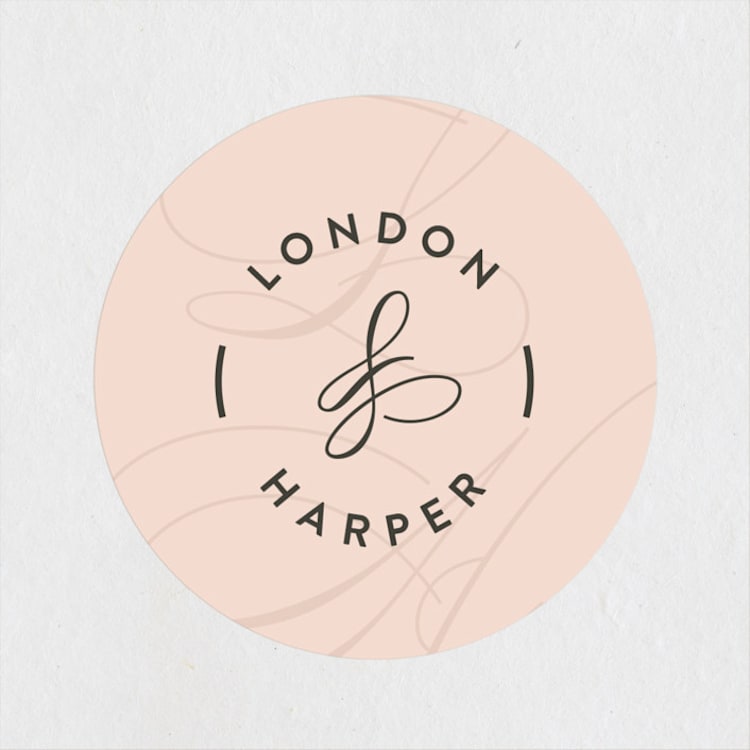 "Twirl Monogram B" - Wedding Favor Stickers in Blush by Ariel Rutland - Front