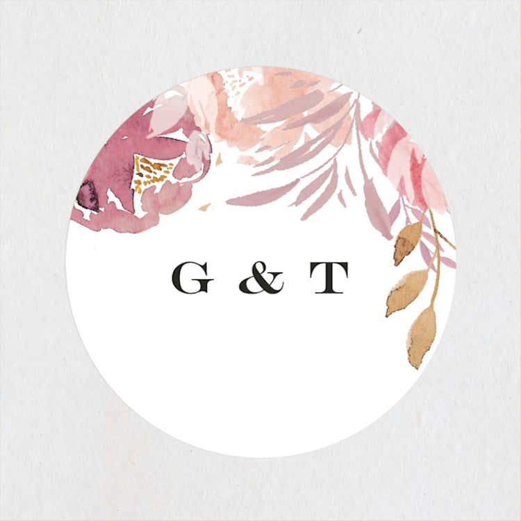 "Grand Bloom" - Wedding Favor Stickers in Mauve by Bonjour Paper - Front