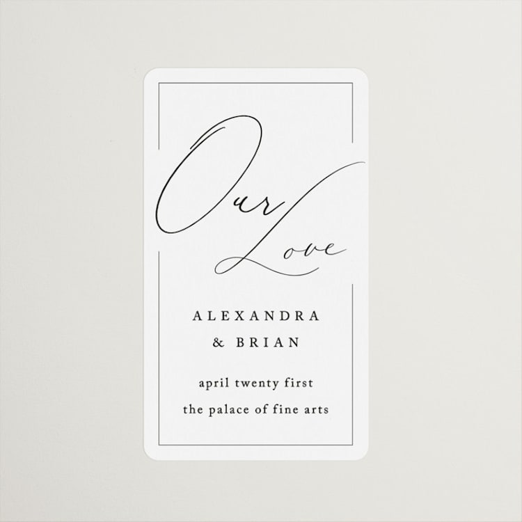 "Love Story" - Wedding Favor Stickers in Alabaster by Liz Conley - Front