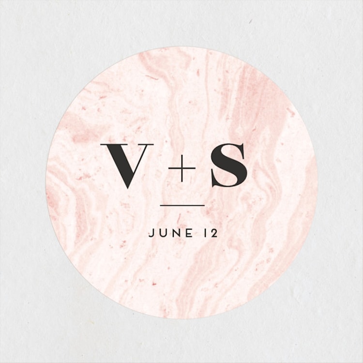 "thespian" - Wedding Favor Stickers in Coral by silverscreen studio - Front