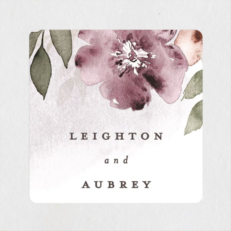 "Fancifully" - Wedding Favor Stickers in Dust Mauve by Everett Paper Goods - Front