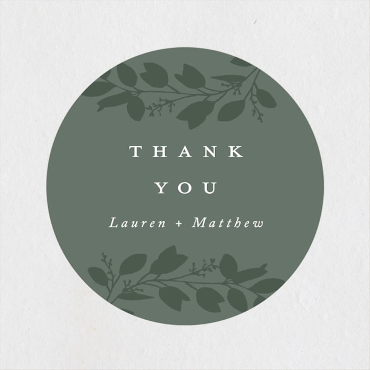 "Falling Branch" - Wedding Favor Stickers in Eucalyptus by Amy Kross - Front