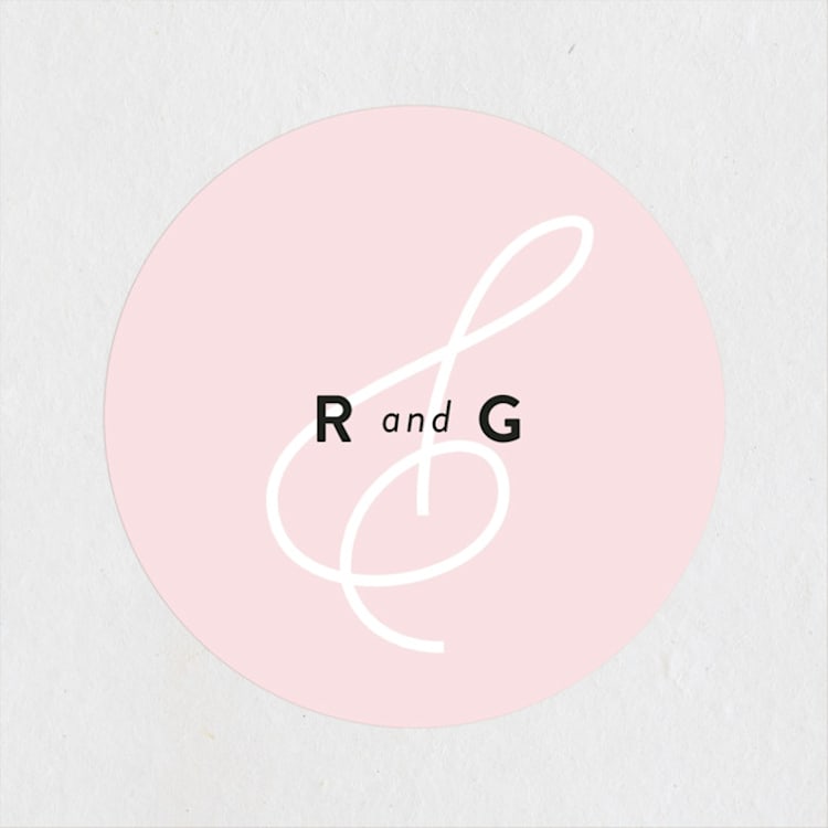"AND" - Wedding Favor Stickers in Carnation by Kim Dietrich Elam - Front