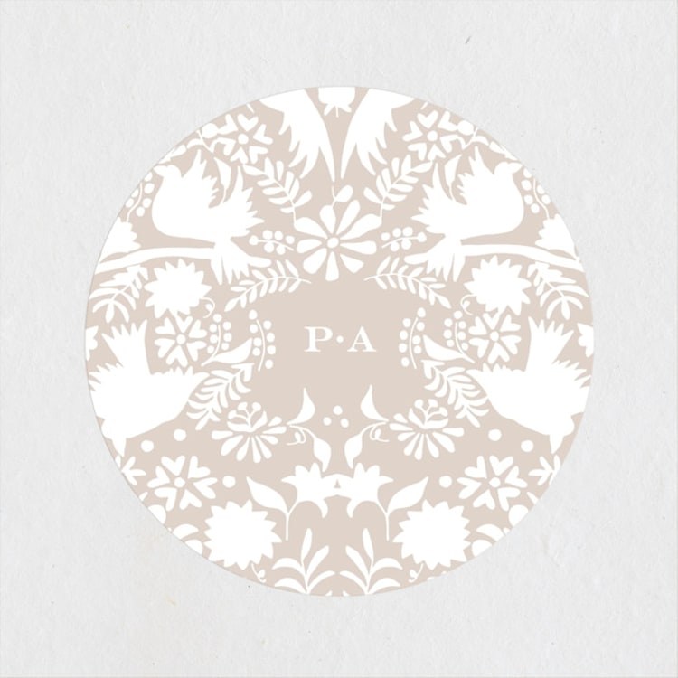 "Hacienda" - Wedding Favor Stickers in Stone by Lagniappe Paper - Front