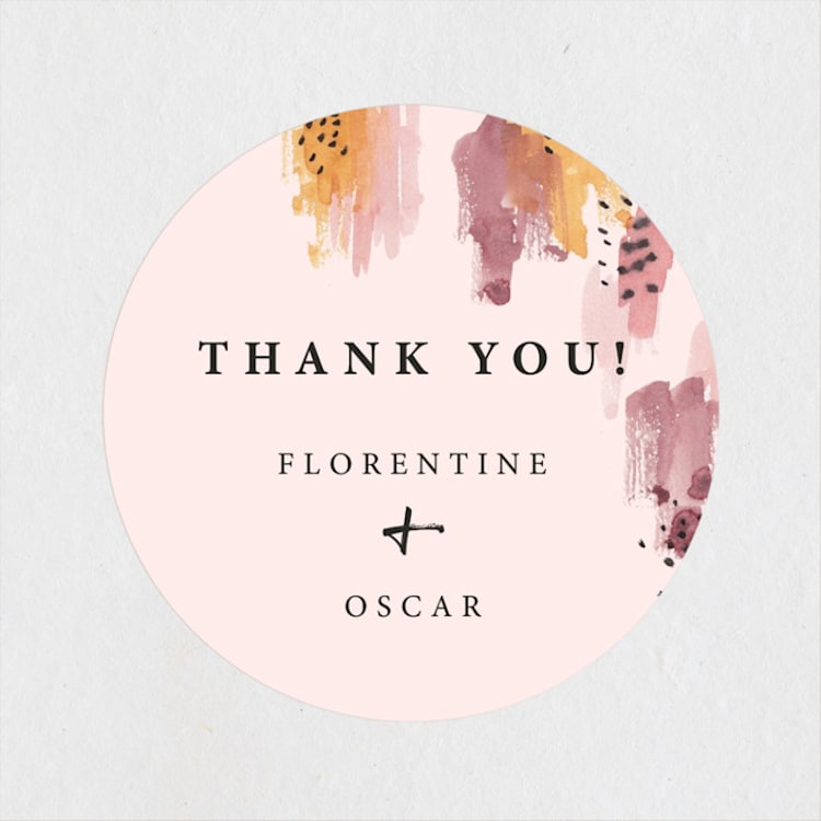 "Mod Brush" - Wedding Favor Stickers in Blush by Lisa Fee Paura - Front