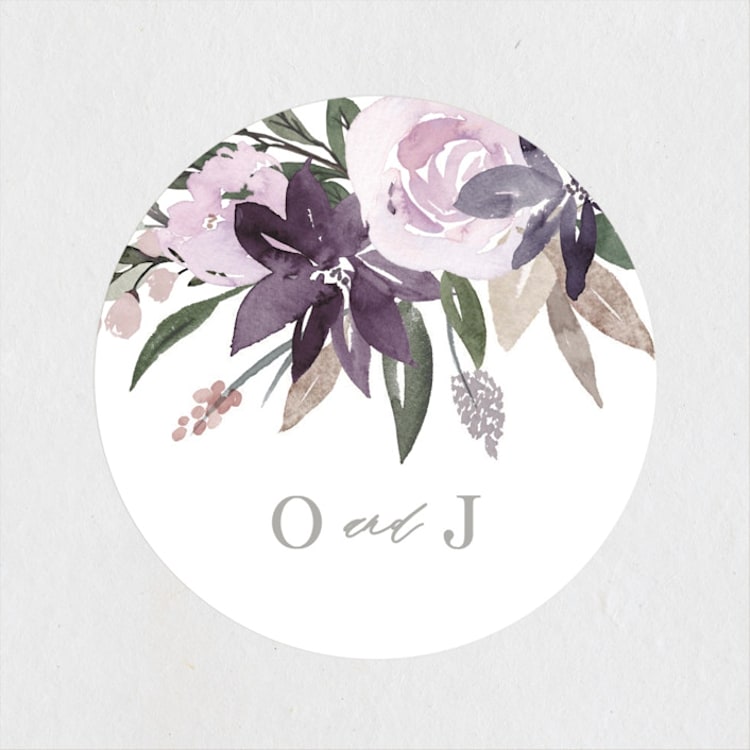 "Garden Stroll" - Wedding Favor Stickers in Lilac by Creo Study - Front