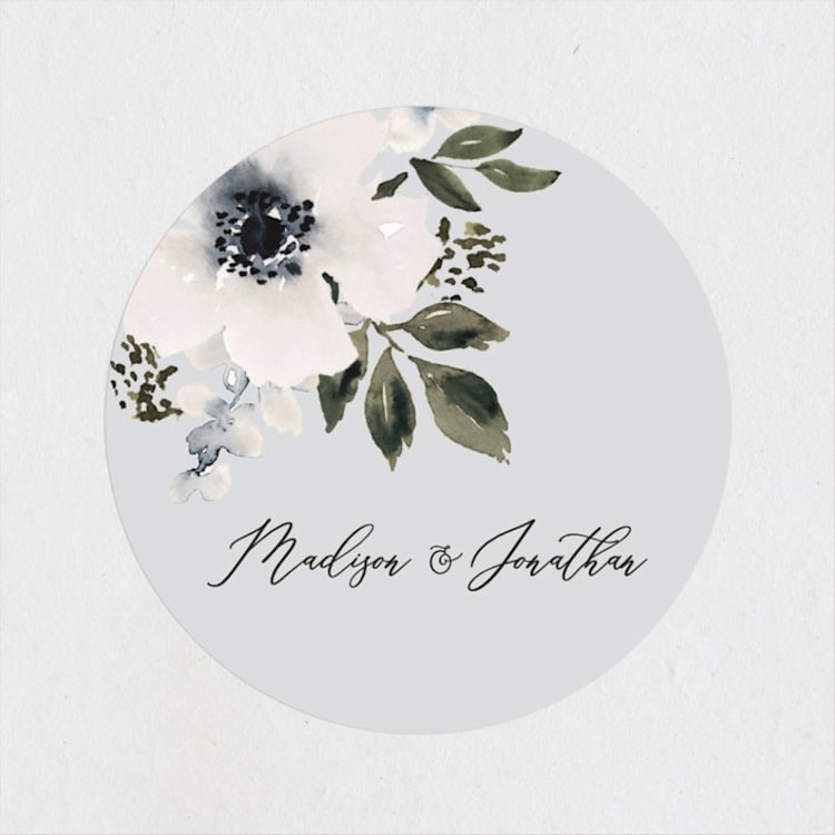 "Nantucket Romance" - Wedding Favor Stickers in Marine by Chris Griffith - Front