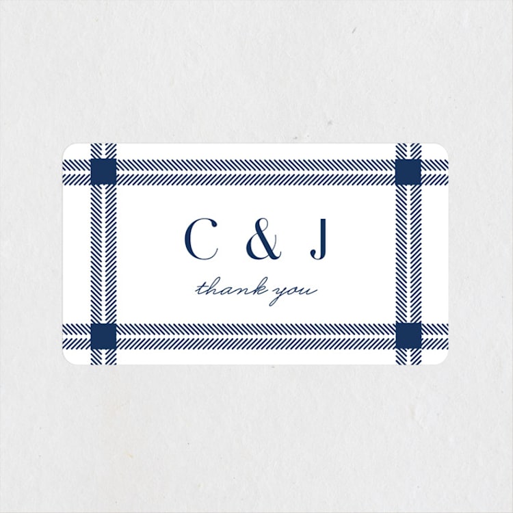 "window pane check" - Wedding Favor Stickers in Navy by Kerry Doyle - Front